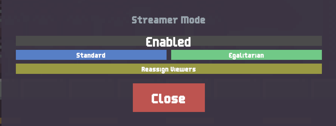 Streamer Mode panel inside the pause menu