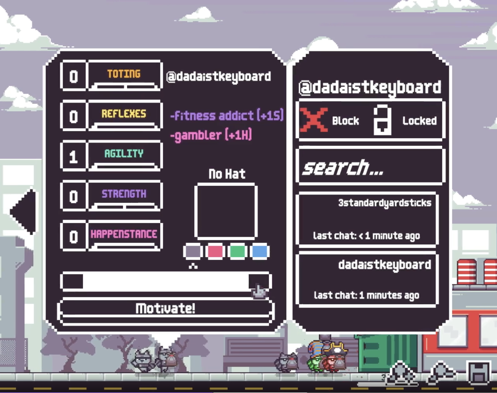 Streamer name panel showing lock, unlock, block, and assignment controls